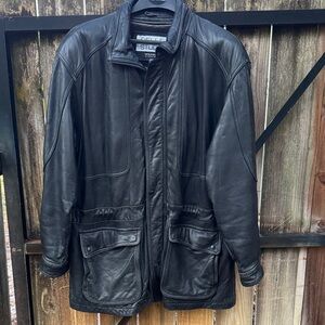 Vintage Wilson’s Leather Pelle Studio long leather coat, removable liner, sz 42R